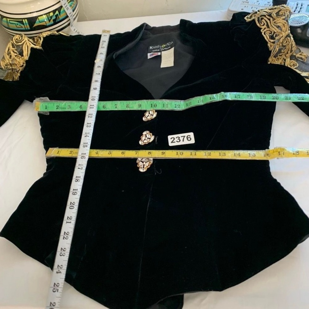 Vintage Karen Kada Black Velour Jacket with Gold Embroidery - Picture 4 of 4